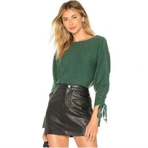 Joie Dannee Sweater Wool-Cashmere Ruched Sleeve - Green - Size S